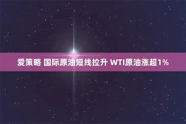 爱策略 国际原油短线拉升 WTI原油涨超1%