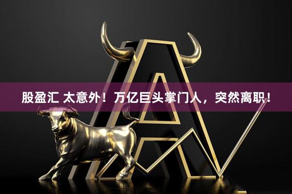 股盈汇 太意外！万亿巨头掌门人，突然离职！