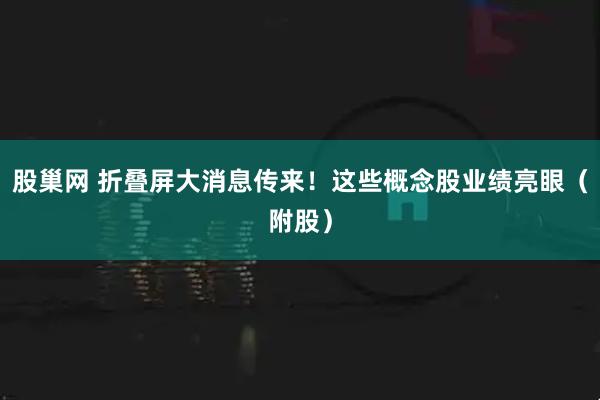 股巢网 折叠屏大消息传来!这些概念股业绩亮眼(附股)