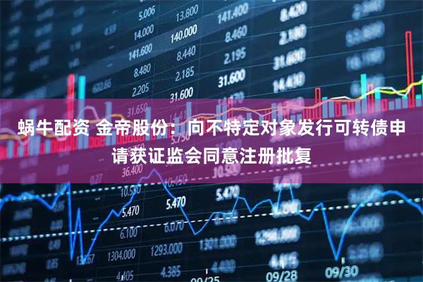 蜗牛配资 金帝股份：向不特定对象发行可转债申请获证监会同意注册批复